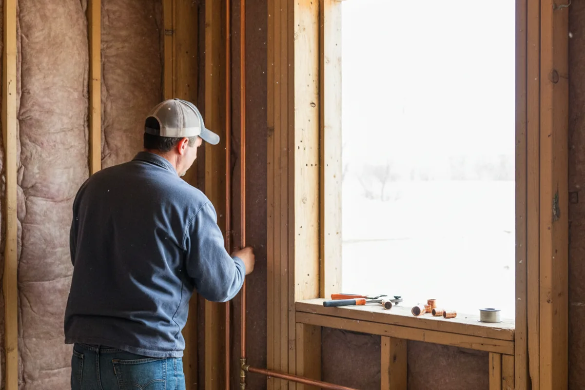 Licensed plumber running new copper supply lines in a Catasauqua home