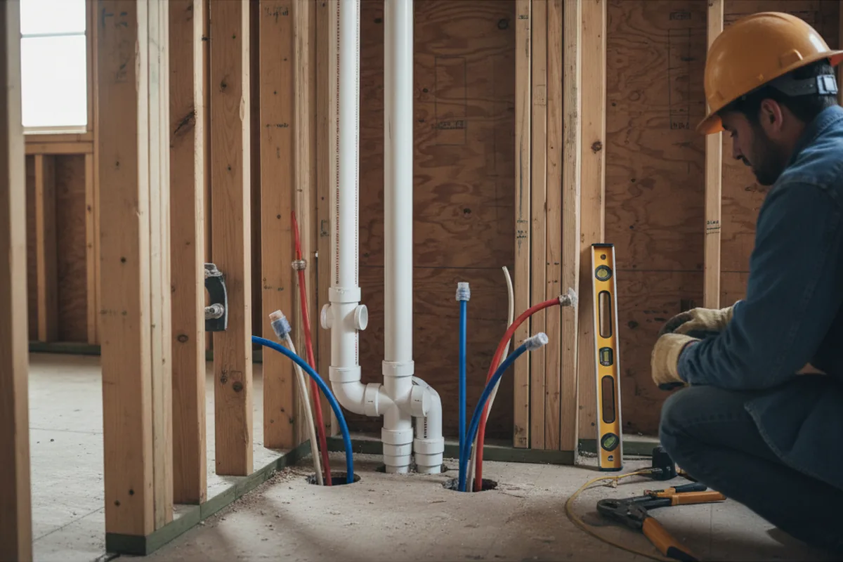 Drain and supply rough-in during Leak Detection in Catasauqua