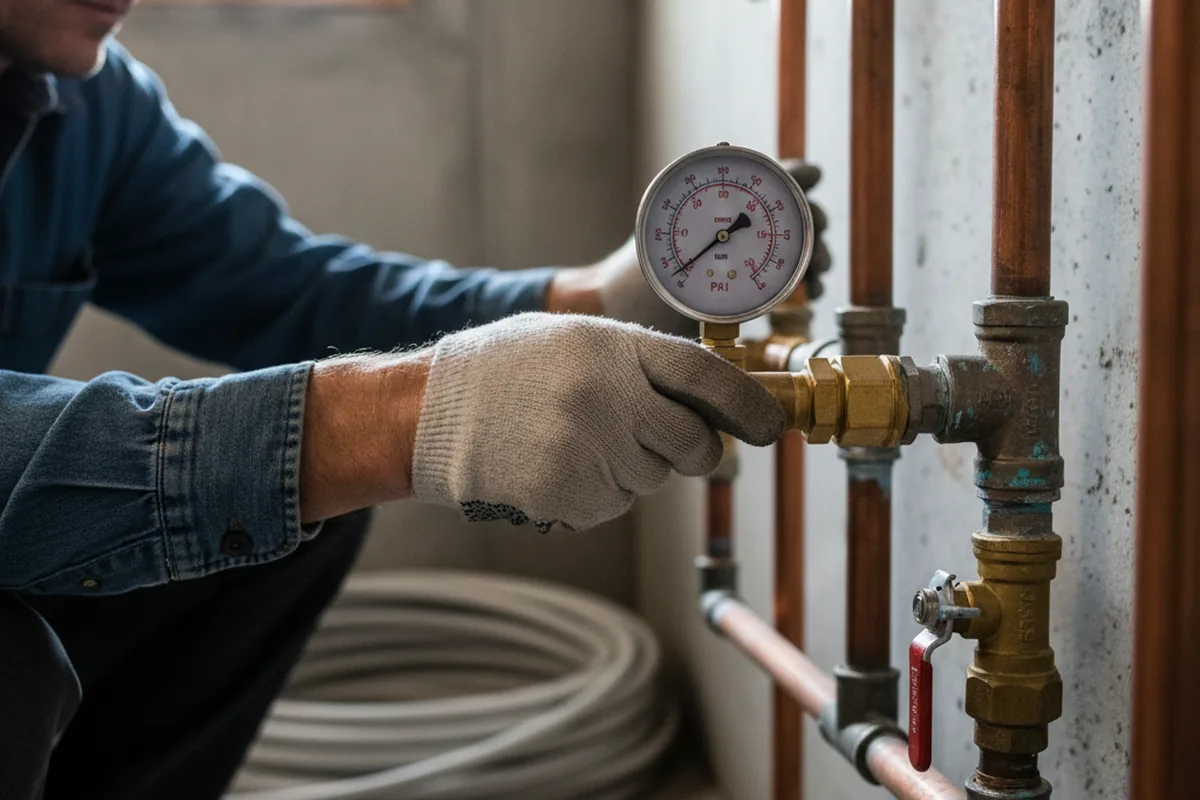 Pressure testing a repaired line during Water Line Repair in Catasauqua